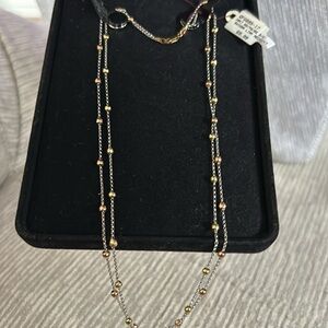 Beautiful Tri color Necklace 10KT WG/YG/RG D/C Saturn Kink Necklace